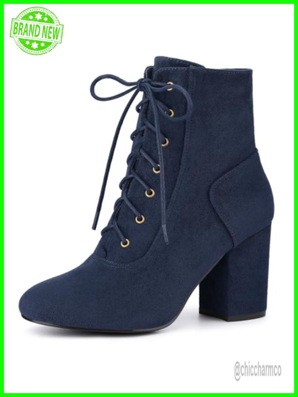 Allegra K Women's Lace Up Chunky Heel Ankle Booties